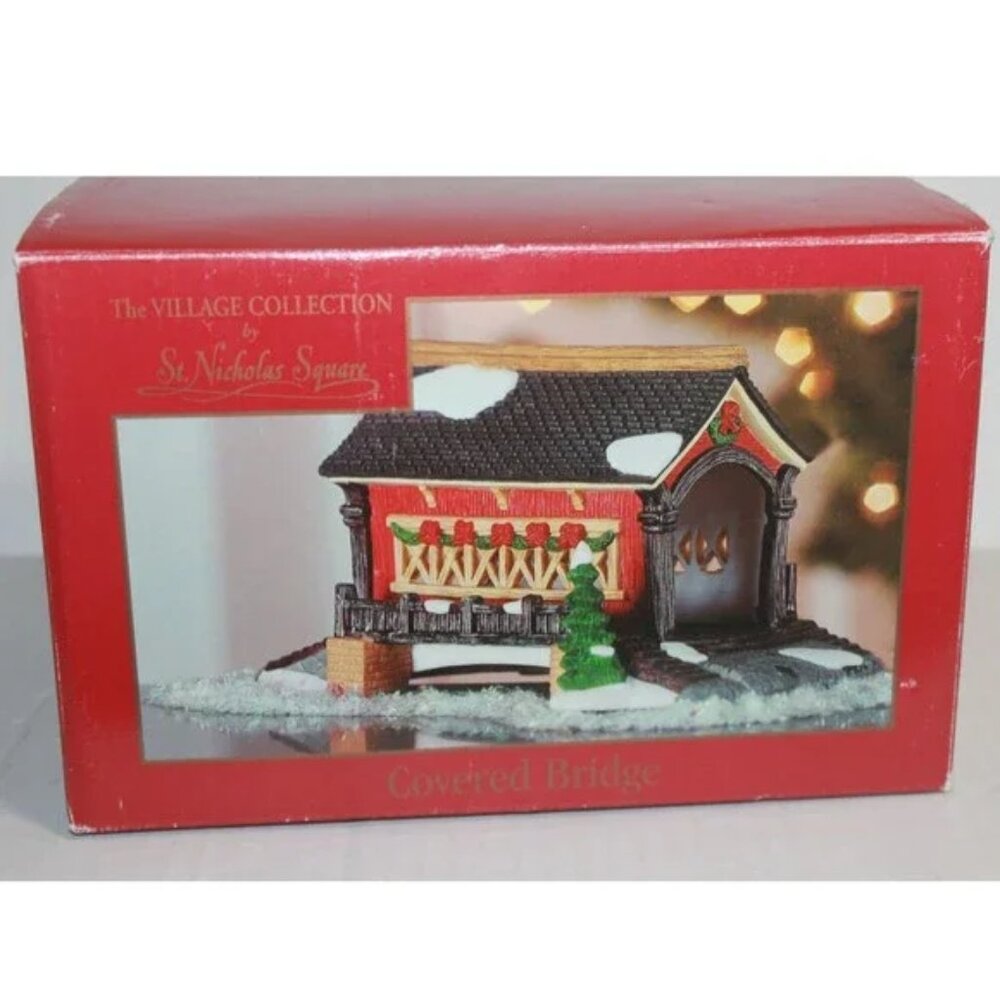 Christmas Village Covered Bridge Porcelain 1999 St. Nicholas Square Kohl's